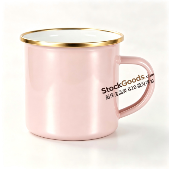Gold‑Rimmed Enamel Mug, Inner White & Outer Colorful, Size 7cm,8cm,9cm,10cm, 15 Colors Available